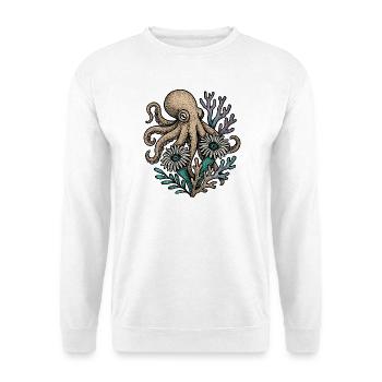 Unterwasser Octopus mit Blumen - Unisex Pullover - Weiß - Vorne