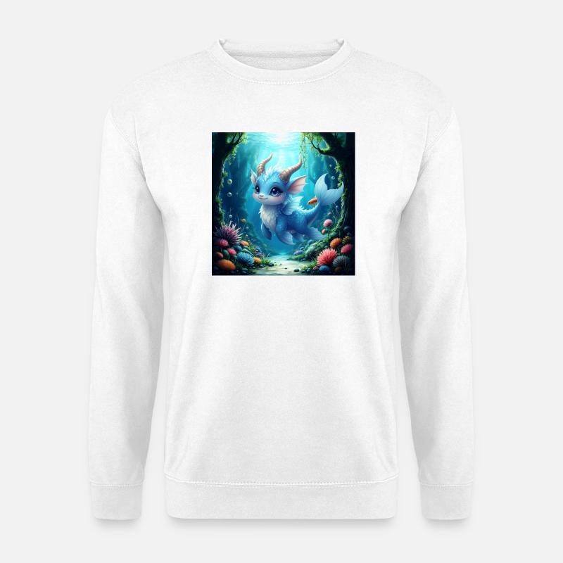 Wasserblauer Drache - Unisex Pullover - Weiß