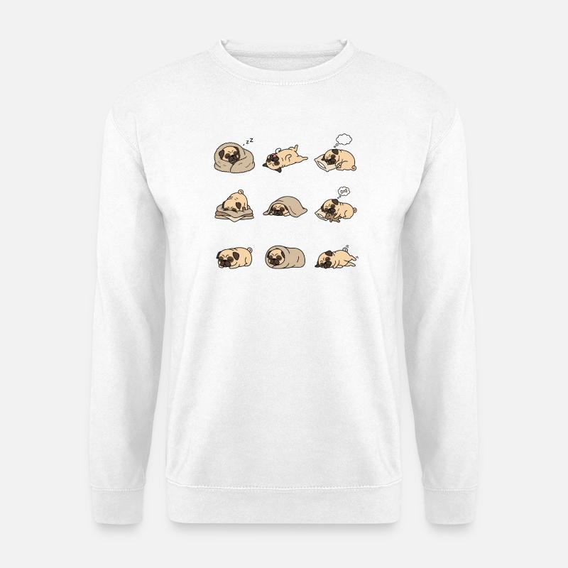 Sleeping Pug Nine Cute Pug Sleeping Poses - Unisex Sweatshirt - white