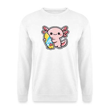 Kawaii Axolotl with Surfboard - Unisex Sweatshirt - white - Front