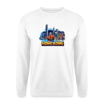 Hong Kong Skyline  - Unisex Pullover - Weiß - Vorne