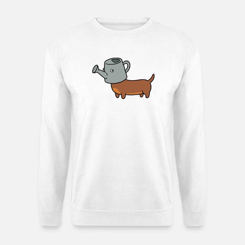 Lustiger Gießkannen-Dackel-Gartenhund - Unisex Pullover - Weiß