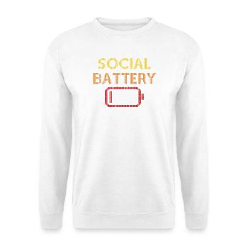 Social Battery Low - Unisex Pullover - Weiß - Vorne - Alina (178cm) & Michal (187cm)