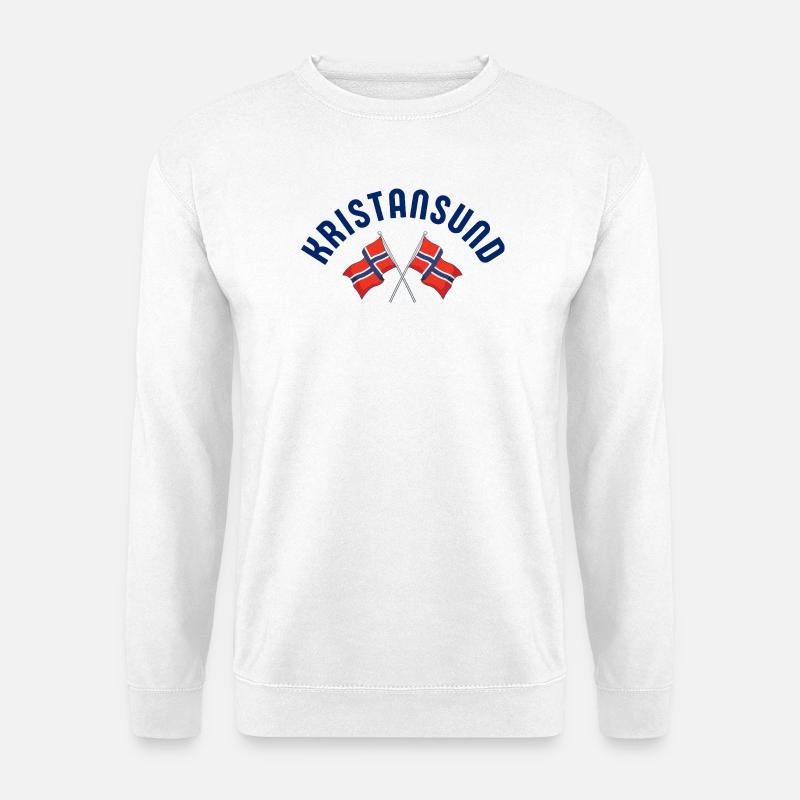 Kristiansund Norwegen-Flaggenemblem - Unisex Pullover - Weiß
