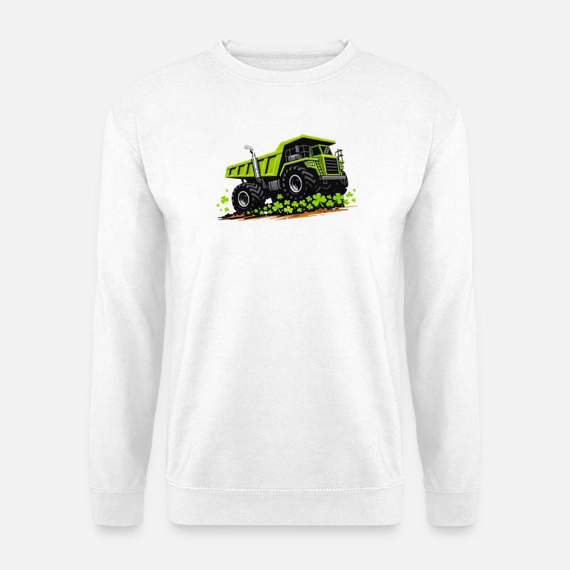 St. Patricks Day Kipper-Baufahrzeug - Unisex Pullover - Weiß