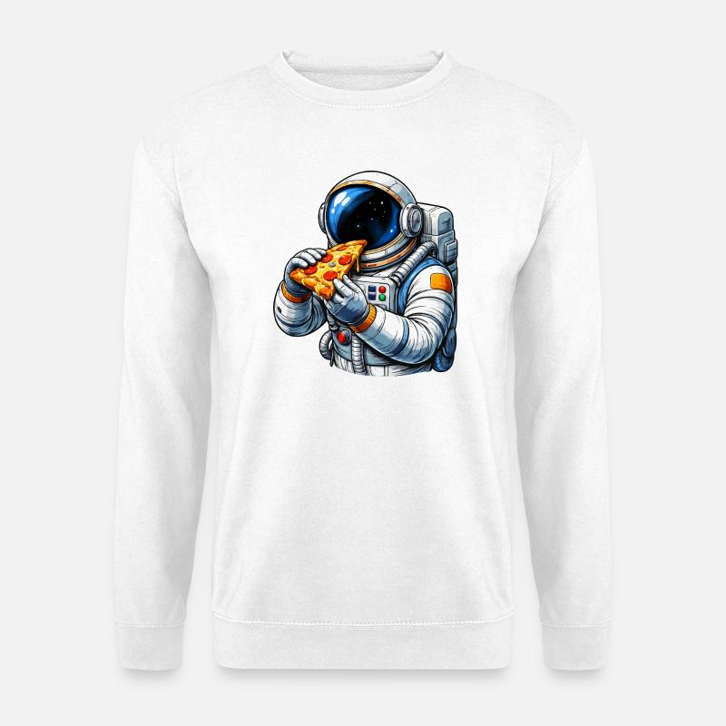 Astronaut beim Pizza essen - Unisex Pullover - Weiß