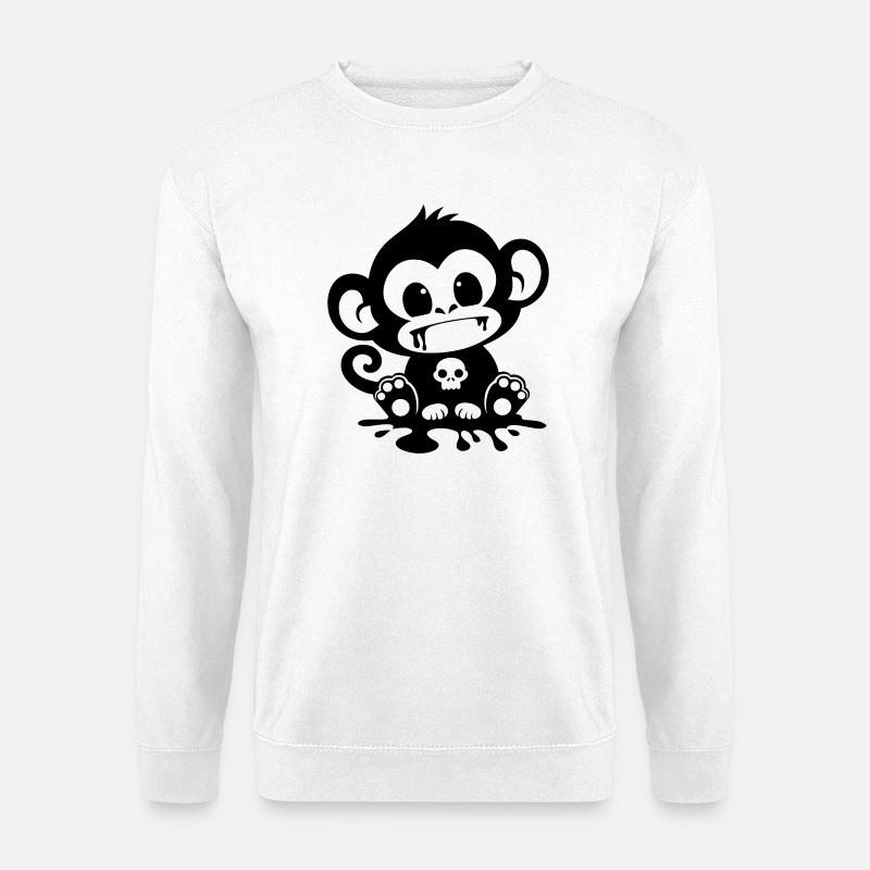 Spooky Monkey with Skull - Unisex Sweatshirt - white