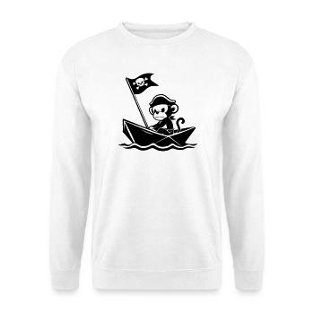 Singe pirate en colère dans le bateau - Sweat-shirt Unisexe - blanc - Devant