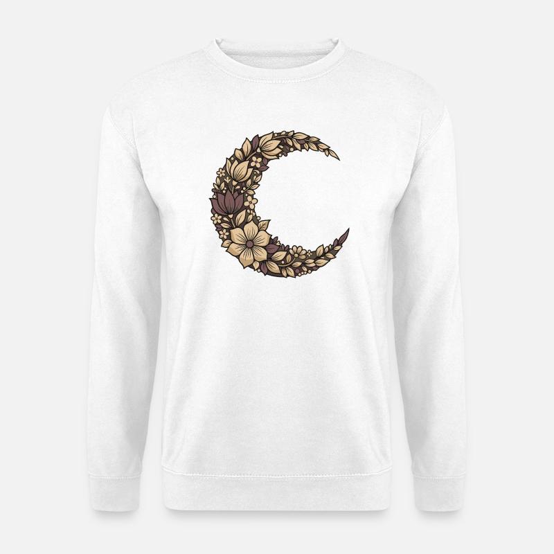 Blumenhalbmond Kranz - Unisex Pullover - Weiß