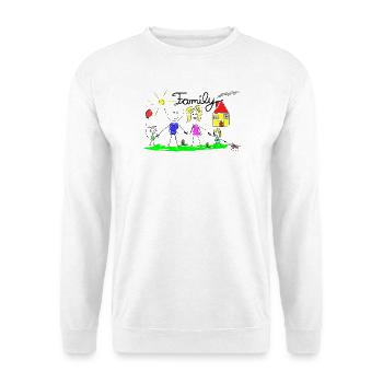 Familie Strichzeichnung - Unisex Pullover - Weiß - Vorne