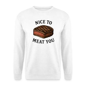 Ravi de vous rencontrer Steak Graphic - Sweat-shirt Unisexe - blanc - Devant