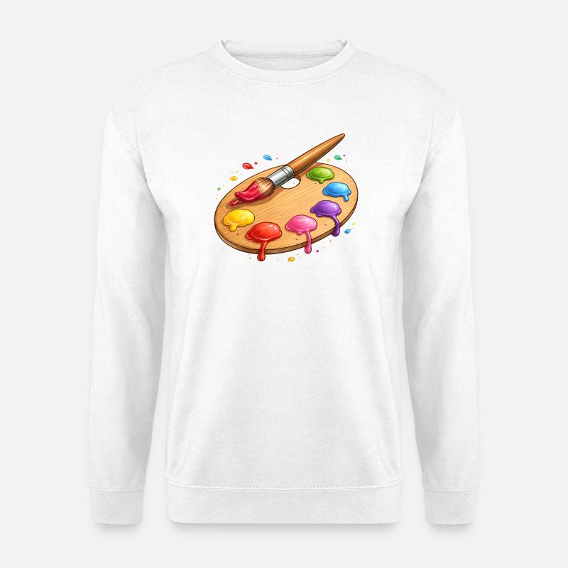 Farbpalette mit Pinsel Illustration - Unisex Pullover - Weiß