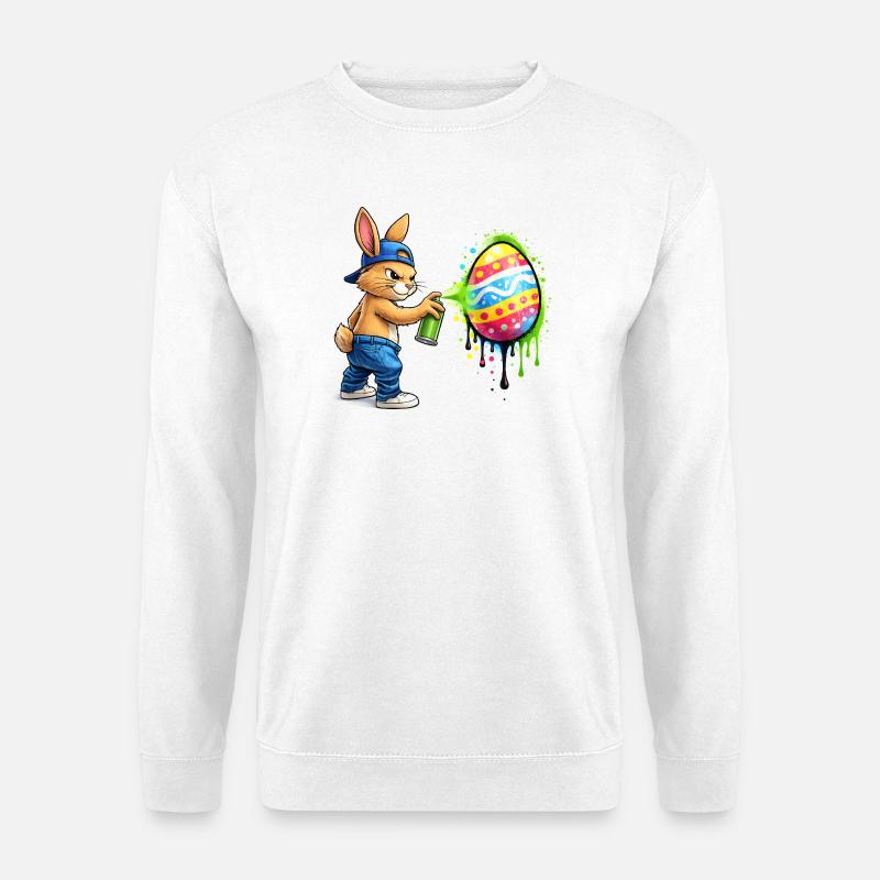 Graffiti bunny with Easter egg - Unisex Sweatshirt - white