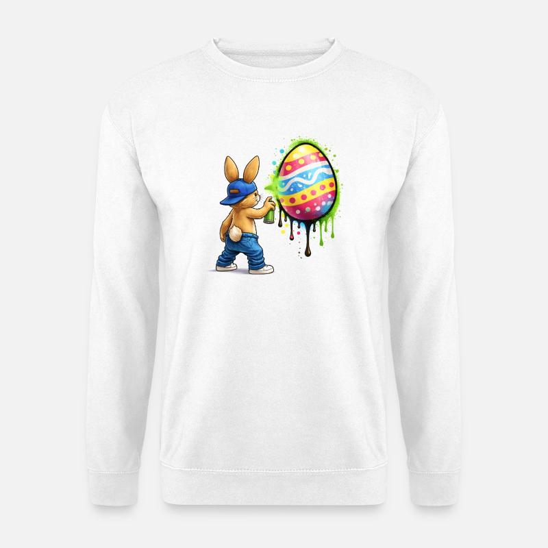 Graffiti bunny with Easter egg - Unisex Sweatshirt - white
