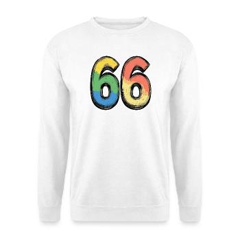 66 Zahl Bunt - Unisex Pullover - Weiß - Vorne