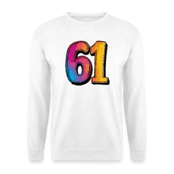 61 Zahl Bunt - Unisex Pullover - Weiß - Vorne