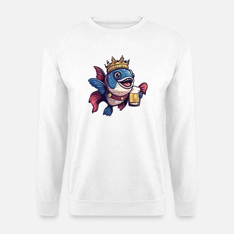 Piranha Fische Bier König - Unisex Pullover - Weiß