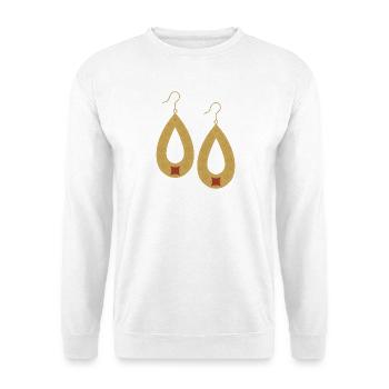 Boho-Tropfengold-Ohrringe - Unisex Pullover - Weiß - Vorne - Alina (178cm) & Michal (187cm)