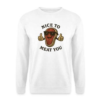 Nice to Meat You Cartoon Steak - Unisex Sweatshirt - white - Front