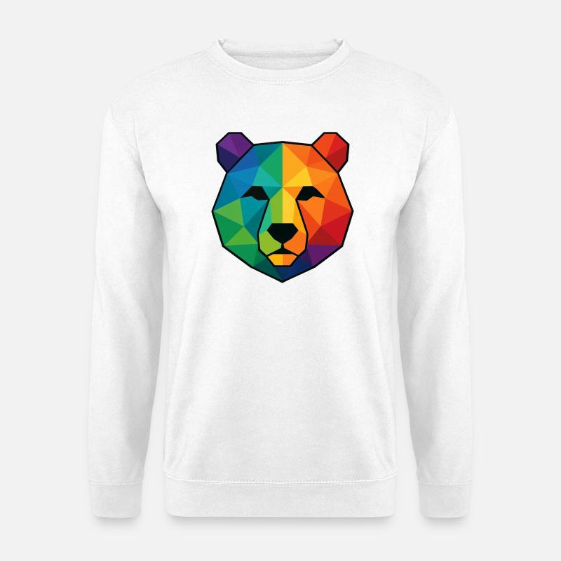 Bunte Pop-Art-Low-Poly-Bär - Unisex Pullover - Weiß