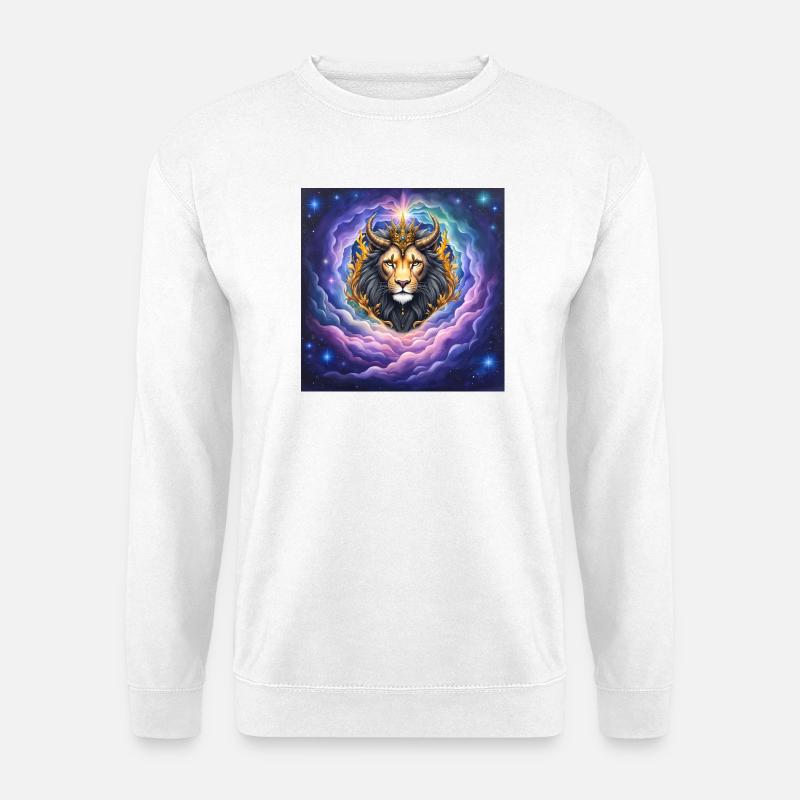 Himmlischer Löwe mit goldener Krone - Unisex Pullover - Weiß