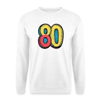 80 Zahl Bunt - Unisex Pullover - Weiß - Vorne