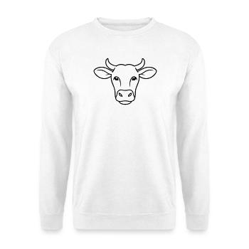 Kuh Kopf Line Art Minimal - Unisex Pullover - Weiß - Vorne