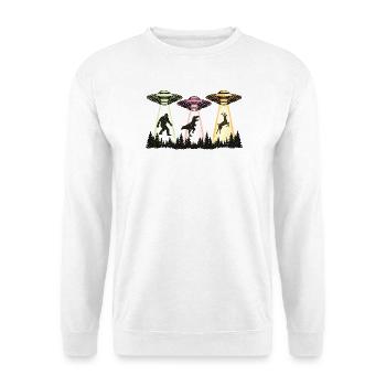 Bigfoot Alien Abduction Sasquatch UFO Spaceship - Unisex Sweatshirt - white - Front