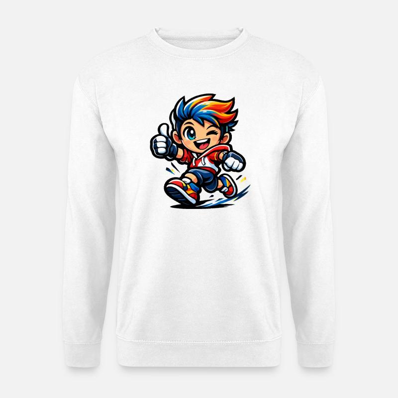 Farbenfroher Regenbogenheld in Aktion - Unisex Pullover - Weiß