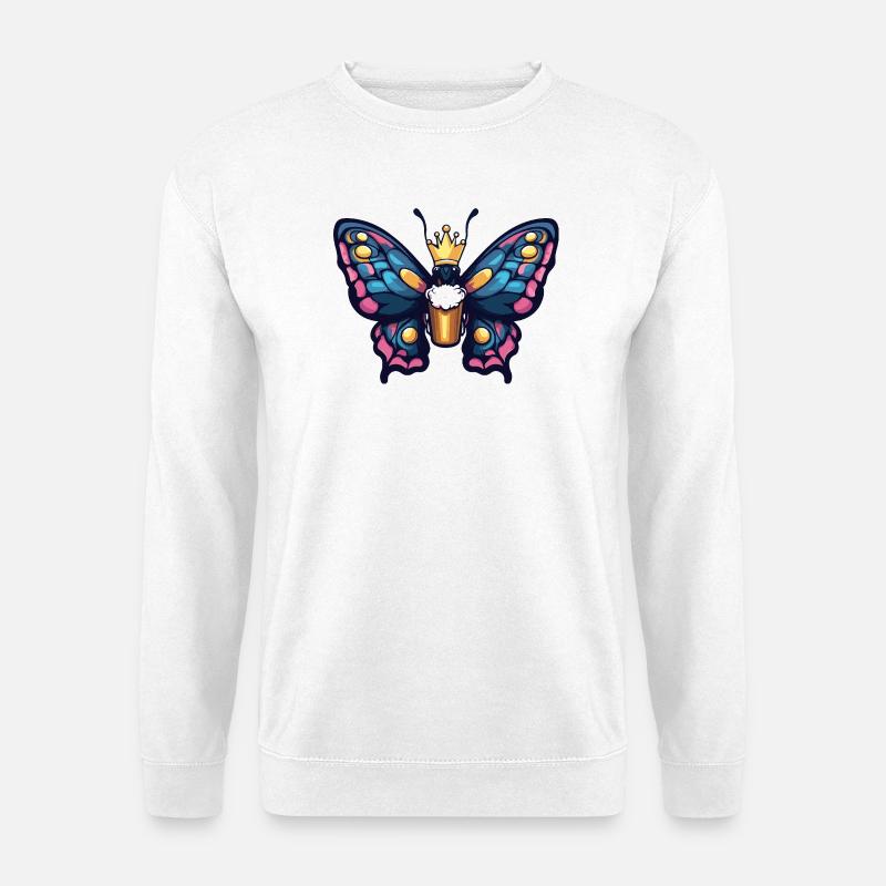 Schmetterling Bier König - Unisex Pullover - Weiß