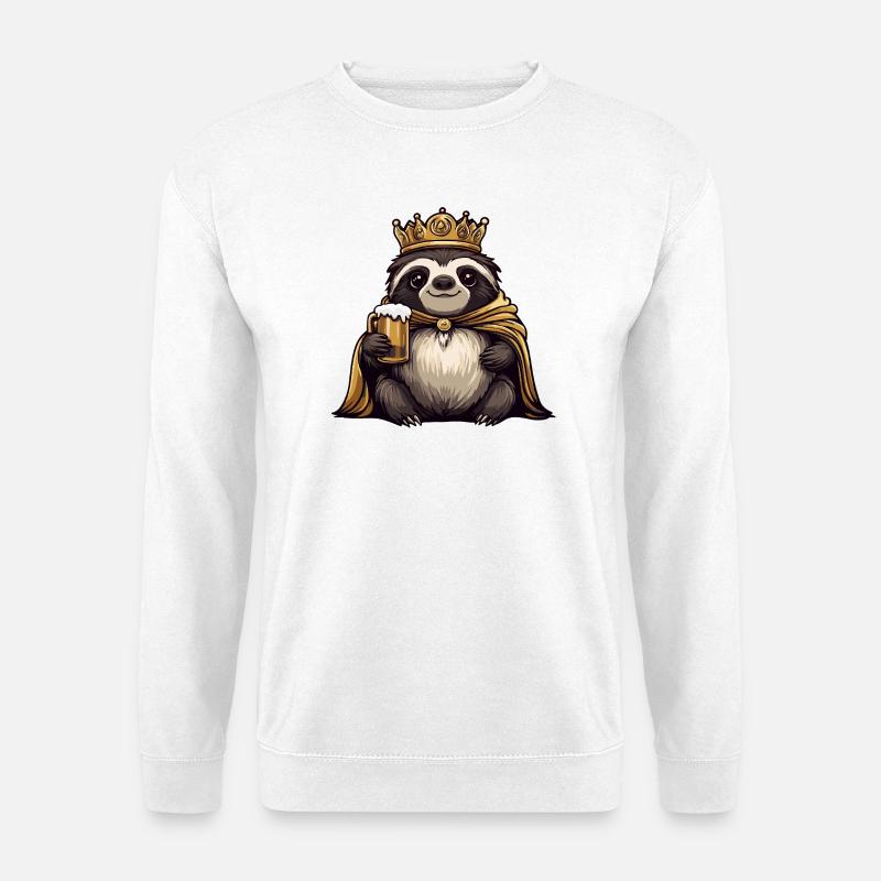Faultier Bier König - Unisex Pullover - Weiß