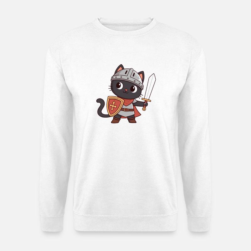 Schwarzer Katzenritter - Unisex Pullover - Weiß