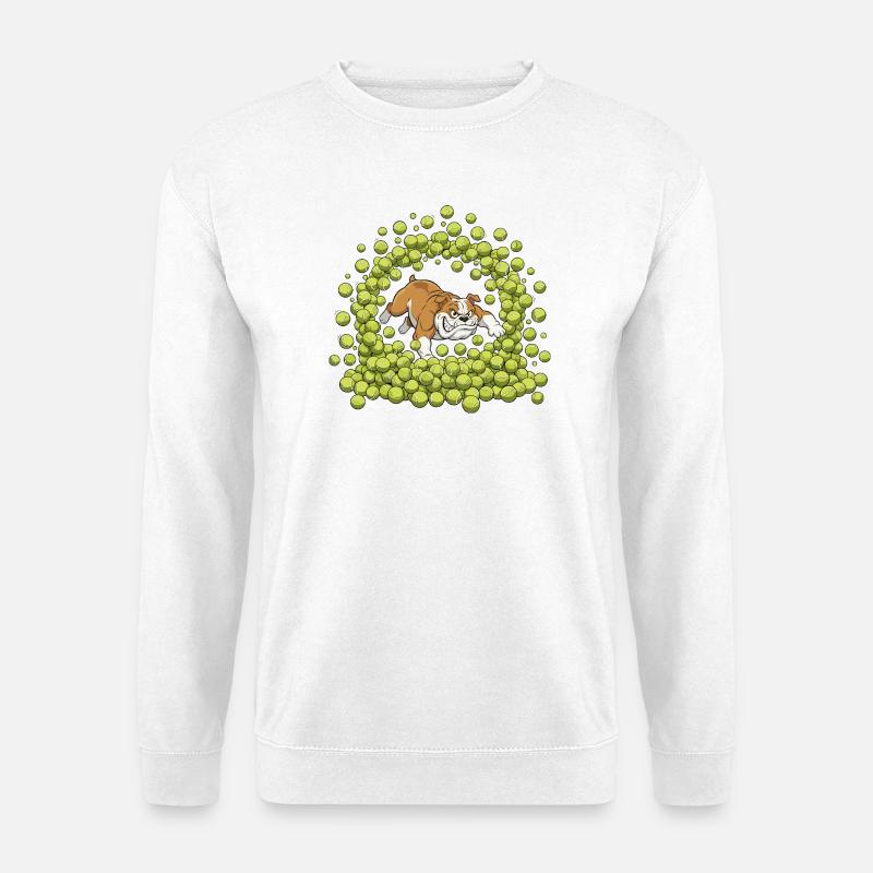 Bulldogge im Tennis-Sprint - Unisex Pullover - Weiß