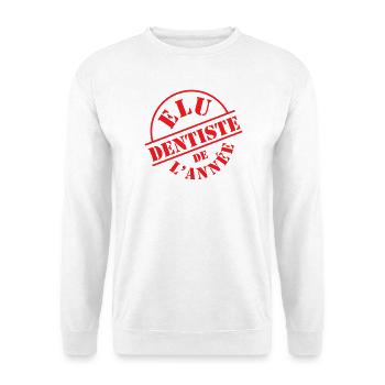 Tampon Élu Dentiste de l'Année - Sweat-shirt Unisexe - blanc - Devant