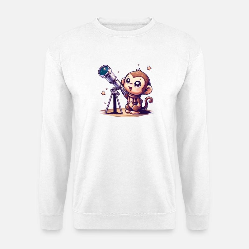 Sternenhimmel-Affe mit Teleskop - Unisex Pullover - Weiß