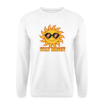 Bleib Bright Retro Groovy Smiling Sun Design - Unisex Pullover - Weiß - Vorne - Alina (178cm) & Michal (187cm)