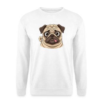 Kuscheliger Mops Cartoongesicht - Unisex Pullover - Weiß - Vorne