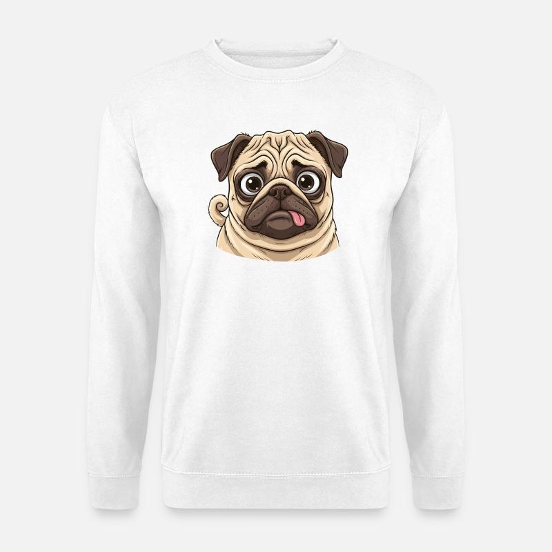 Kuscheliger Mops Cartoongesicht - Unisex Pullover - Weiß
