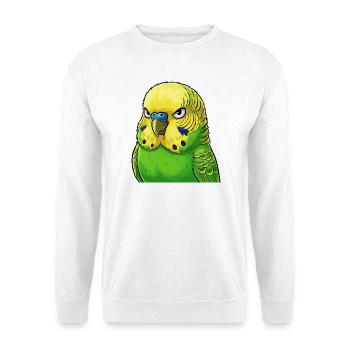 Vibrante Wellensittich Grün Gelb - Unisex Pullover - Weiß - Vorne