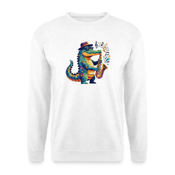 Jazz Alligator Saxophon Kroko Musiker Kinder Motiv - Unisex Pullover - Weiß - Vorne