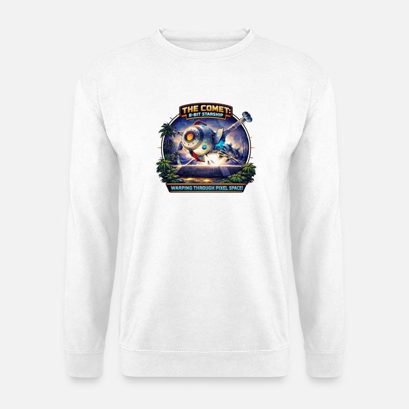 The Comet – 8-Bit Starship - Unisex Pullover - Weiß