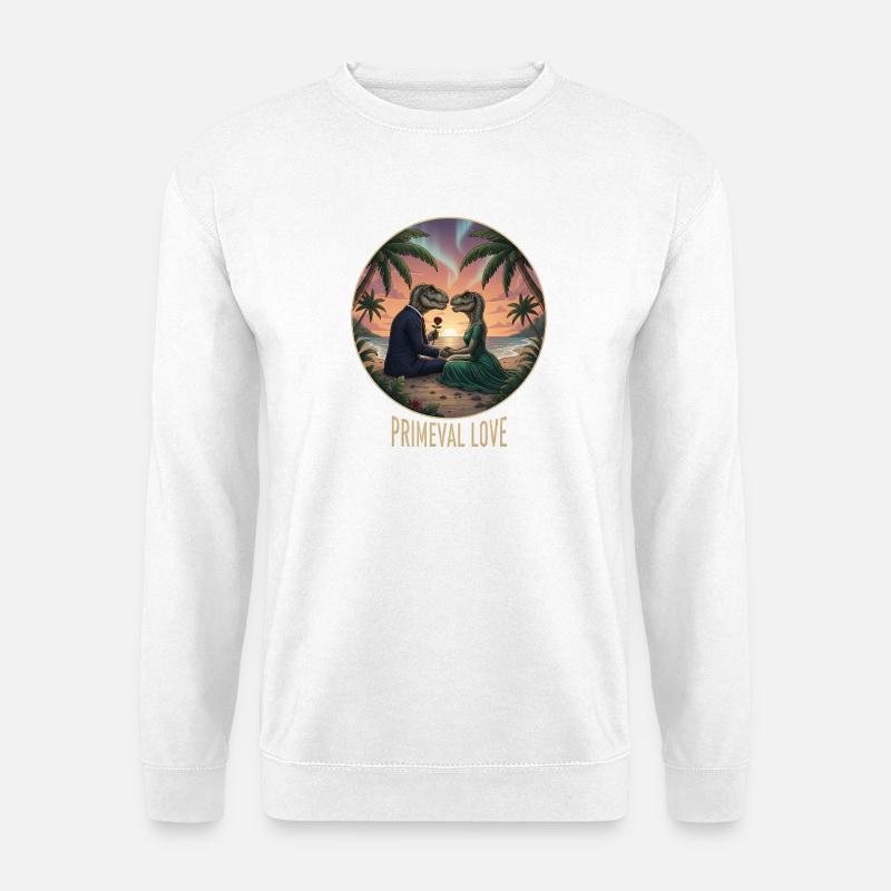 Urzeitliche Liebe Dino Romantik - Unisex Pullover - Weiß