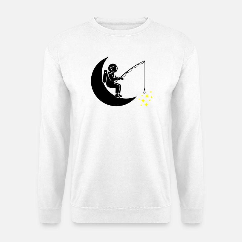 Astronaut angelt Sterne Mond - Unisex Pullover - Weiß