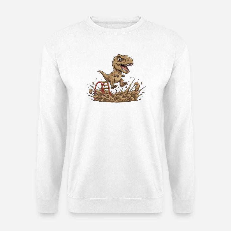Dino Sprung im Schlamm - Unisex Pullover - Weiß