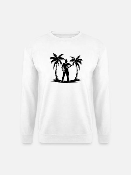 Urlaub Palmen Strand Silhouette - Unisex Pullover - Weiß