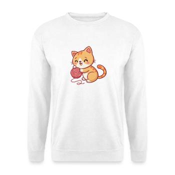 Happy playful kitten with ball - Unisex Sweatshirt - white - Front