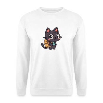 Chat explorateur mignon à cartable - Sweat-shirt Unisexe - blanc - Devant