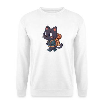 Fluffy Adventurer Hiker Cat - Unisex Sweatshirt - white - Front