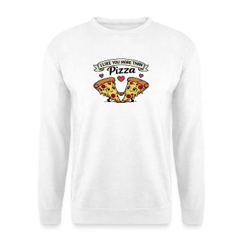 Je t’aime plus que la pizza – drôle d’amour qui dit - Sweat-shirt Unisexe - blanc - Devant
