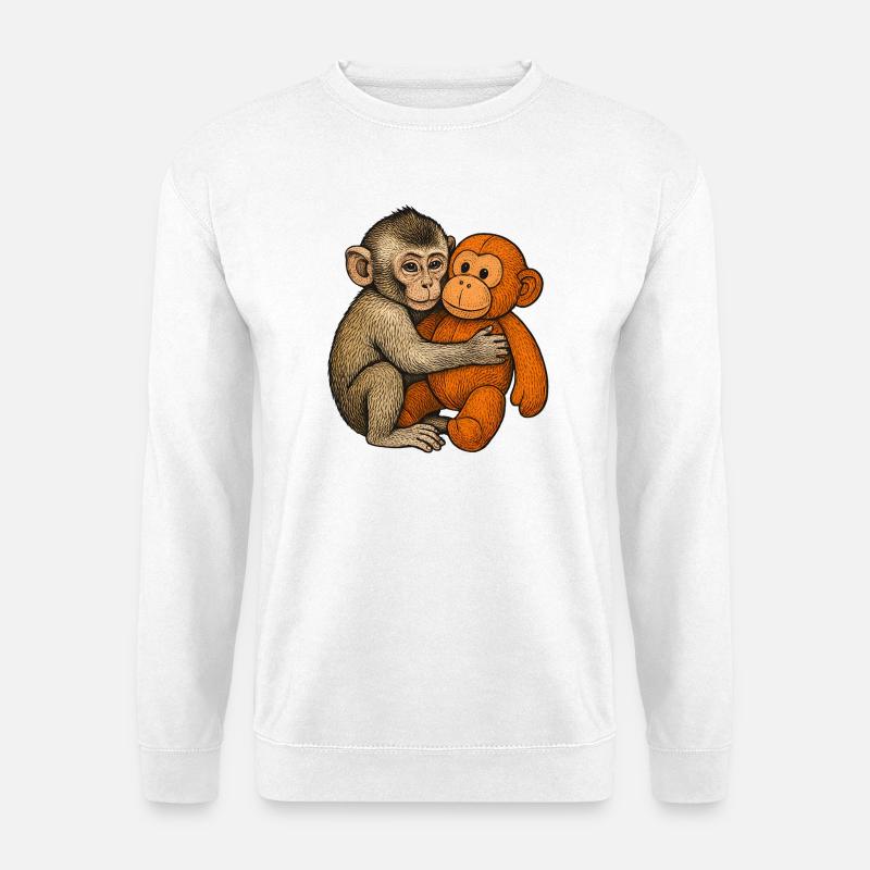 Cuddle buddy monkey and orang - Unisex Sweatshirt - white